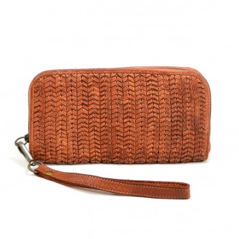 APULIA VINTAGE ★ Duży portfel skórzany i torebka na telefon 2 w 1, unisex z włoskiej skóry plecionej